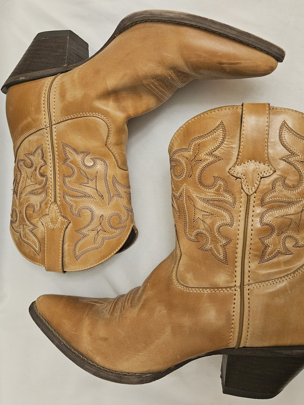 Durango Tan Leather Western Cowboy Boots Mens 10 Womens 8 Farmcore Rodeo RD3458